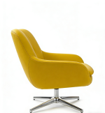 Modern style yellow leather rotating lounge chair - Image 3